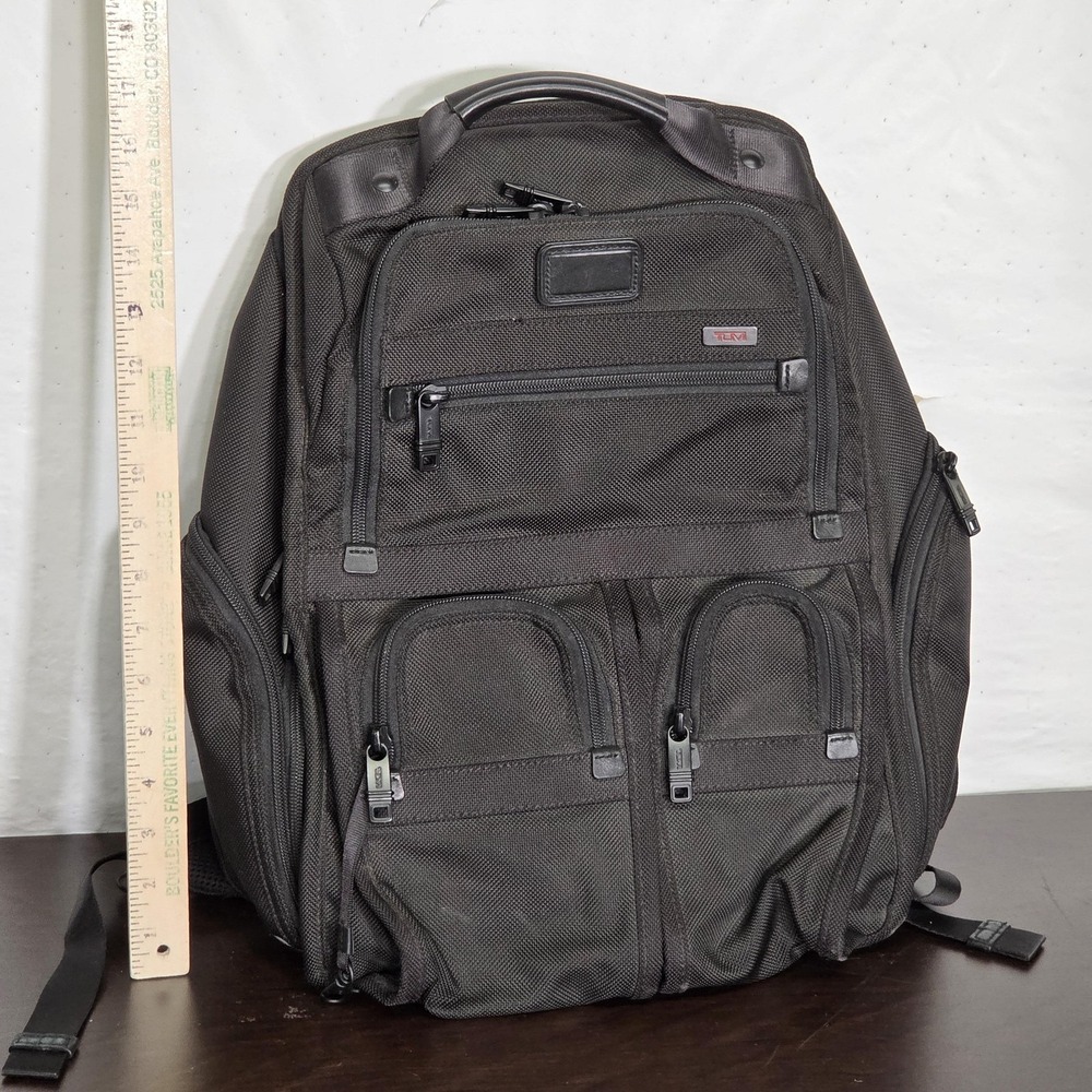 Tumi Backpack Black Alpha Business Compact Laptop Brief Pack Nylon Ballistic Bag